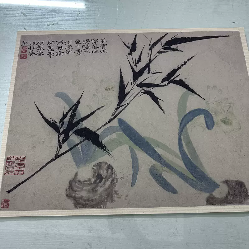 石濤花鳥水仙荷花圖集復古書畫真跡高清微噴仿古客廳書房卷軸裝飾-Taobao 