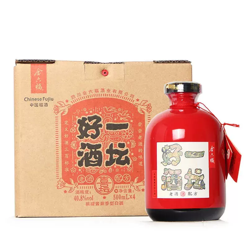 40.8度500ml 老酒口感一坛好酒喜坛浓清酱兼香型白酒红坛瓶装-Taobao