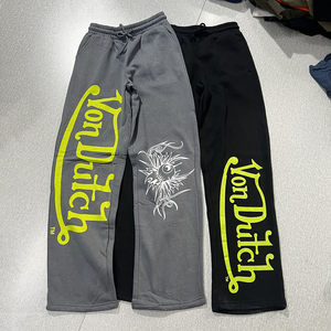 
Beautiful print! Trendy autumn and winter velvet warm and distressed loose casual casual men's and women's versatile foreign trade straight trousers