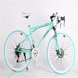 Road Gear Bike with Dual Disc Brakes, Stylish Men's and Women's Fixed-Gear Retro Bent Handlebar City Bike with Solid Tires for Students