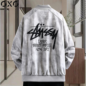 
GXG men's American retro tie-dye baseball collar denim jacket men's trendy brand high street hip-hop jacket men's tops