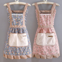 Hand-Washable Canvas Household Apron, Kitchen Stain-Resistant, Anti-Fouling, Oil-Proof, Breathable, Women's Princess Dress, Cooking Apron, Work Clothes