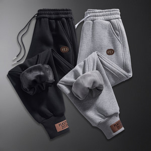 
Foreign trade large size men's casual pants in autumn and winter sports plus velvet thickened men's pants men's loose ties trousers men's