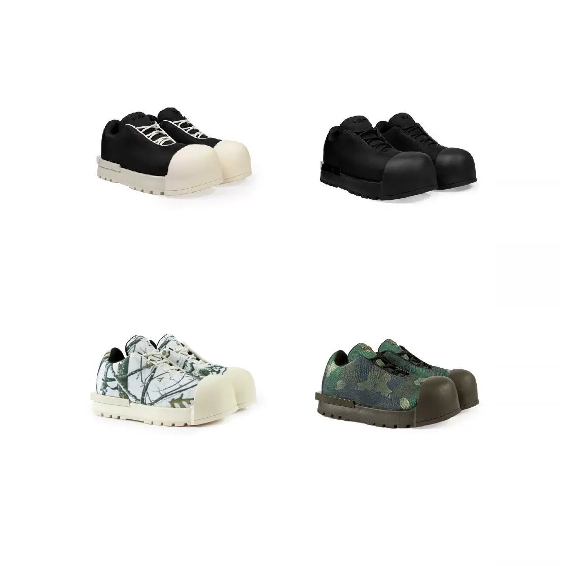 R/F聯名低幫貓爪鞋MAOZYWORLD黑白色厚底帆布運動鞋男女通用系帶橡膠底