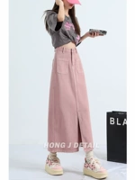 Розовая джинсовая летняя джинсовая юбка, высокая талия, 2024 года, подходит для подростков, по фигуре, А-силуэт