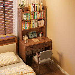 Desk and Bookshelf Integrated Table for Students, Home Study Writing Desk, Bedroom Small Apartment Wall-Mounted Narrow Table, Adult Computer Desk