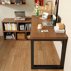 Corner Desk with Bookshelf, Integrated Study and Writing Desk, Semi-Enclosed Desk, Study Room Office Desk, Home L-Shaped Computer Desk
