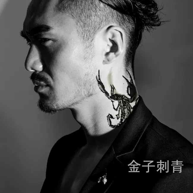 仿真虎口蝎子防水纹身贴 3d滴血蝎子 潮酷男女纹身贴纸持久刺青贴