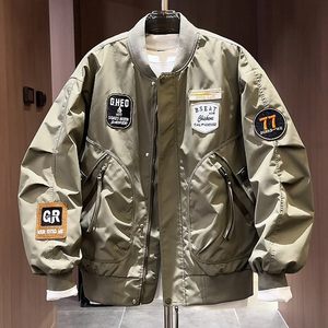 
2025 Autumn American high-end workwear jacket men's trendy and versatile couple embroidered label baseball jacket