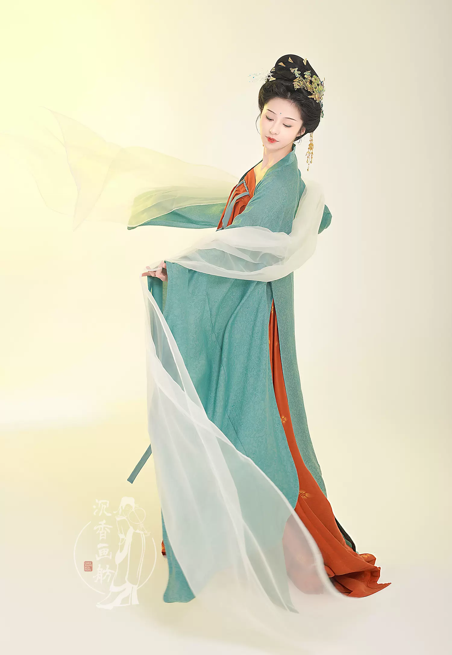 复原唐制衫裙高腰襦裙汉服裙显高显瘦-淘宝