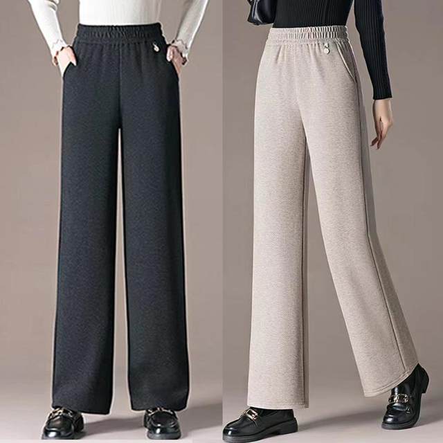 Mom's spring clothes new straight-leg pants trousers elastic waist fashionable middle-aged and elderly women's pants loose grandma casual pants