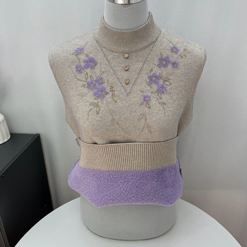 Middle-aged and elderly all-in-one velvet knitted base layer warm top