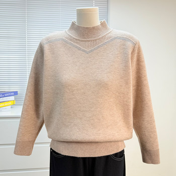 
Middle-aged and elderly mothers' fleece sweater women's winter thickened and versatile 2025 new style foreign style top knitted bottoming shirt