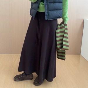
In addition, drawstring stretch knitted skirt for women 2025 winter new Korean style temperament knee-high long skirt wide version trendy