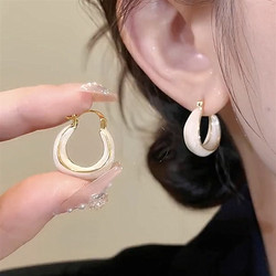 French Retro Earrings with Enamel, Niche Design, Stylish 2024 New Trendy Hoop Earrings for Women