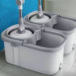 Enlarged and Thickeneded Household Rotating Mop, Wet and Dry Hand-Washable Flat Mop Bucket, Lazy Mopping Artifact, One Mop