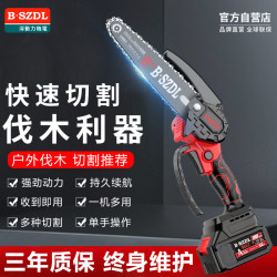 Bszdl Brushless Rechargeable Electric Chainsaw for Home Use, Small Handheld Saw, Electric Wood Cutting Saw, Lithium Battery Logging Saw