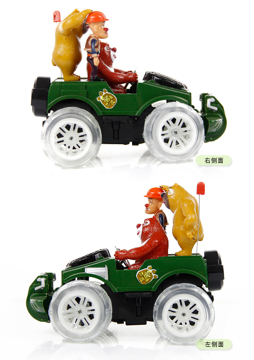 包邮正品龙祥熊出没遥控车光头强汽车充电皮卡货车翻滚特技玩具车