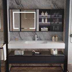 New Smart Light Luxury Style Bathroom Cabinet Combination Hot-Bent Slate Integrated Hand Wash Basin Bathroom Sink