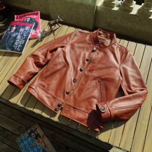 
Sold at a loss [Leather Sculpture Einstein] Warm wool inner top layer cowhide genuine leather jacket for men, short style