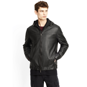 Italian imported silk lamb skin hooded and casual light comfortable male leather leather jacket
