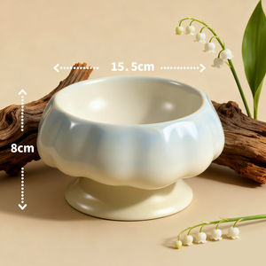 
Cat bowl ceramic large diameter anti-knock dog drinking bowl tall bowl underglaze color cat food bowl cat food bowl pet bowl