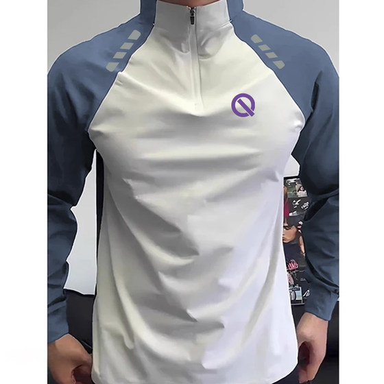 Half zipper training suit men running speed drying clothes sports long sleeve T-shirt jacket fitness clothes sports track and field
