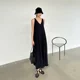 ELSISSI spring new product temperament simple casual V-neck long skirt women's fashionable vest big sway dress ES8382