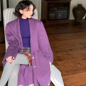 Homemade in Jiuwu [to make an appointment] 2024 winter new Hong Kong style retro thickened single-breasted mid-length woolen jacket
