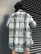 Women's loose slim plaid tops with long sleeves dovetail print thick cardigan 2024 winter new product trend