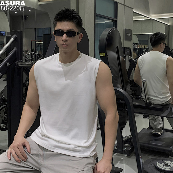 
Pure cotton men's sweat vest plus fat plus size trendy fat loose thin sports style fitness summer handsome