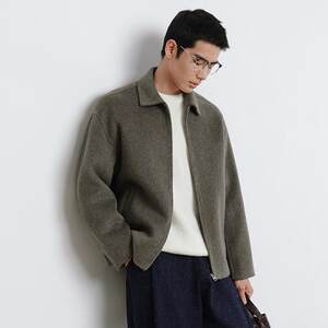 
Double-sided wool wool jacket for men 2024 autumn and winter new men's coat short lapel executive jacket velvet