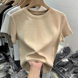 Trendy and Beautiful T-Shirts This Year, Regular Shoulder Cotton Short-Sleeve Slim-Fit Women's Clothing, 2025 Summer New Solid Color Base Tops