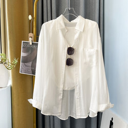 Thin Cotton Gauze Shirt 2025 Summer Thin Jacket with a Unique Design, Niche Top in Jelly Color, Slightly Sheer Shirt
