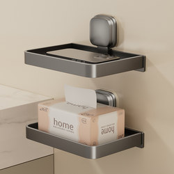 Suction Cup Phone Holder Tissue Holder Wall-Mounted Bathroom Tissue Box Multifunctional Storage Rack Organizer