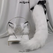 Cáo trắng làm bằng tay mô phỏng tai động vật lolita cos sói tai KC đuôi động vật lo cô gái tai mèo tai cáo