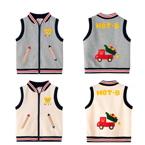 
Japanese autumn new style MK children's cotton vest boy cartoon motorcycle pattern waistcoat baby embroidered sleeveless vest