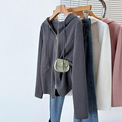 Hooded Double-Zip Cardigan Sweatshirt for Women to Cover the Belly, Autumn Plus Size for Chubby Girls, Casual, Fashionable, Loose and Versatile Top