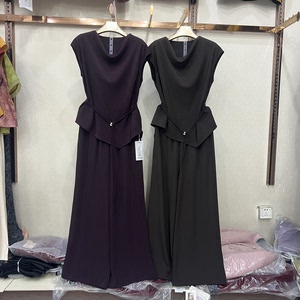
Mingyang M26XT793 counter genuine summer new style pile collar sleeveless lace irregular top wide leg trousers and chaps
