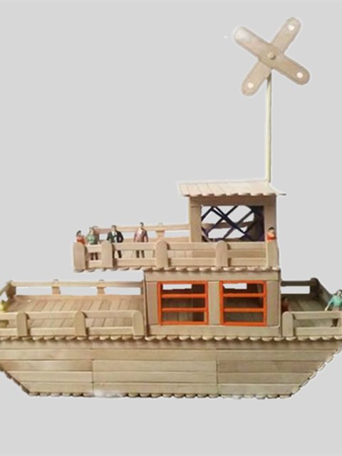 Small wooden chip pop stick DIY handmade model Boat children's toy material wood strip ice cream stick manufacturers direct sales
