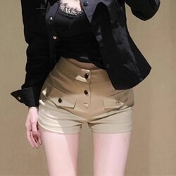 American Style Spicy Girl Khaki Design Casual Pants Women's Summer New Korean Style Niche Shorts High-Waisted Slimming Hot Pants