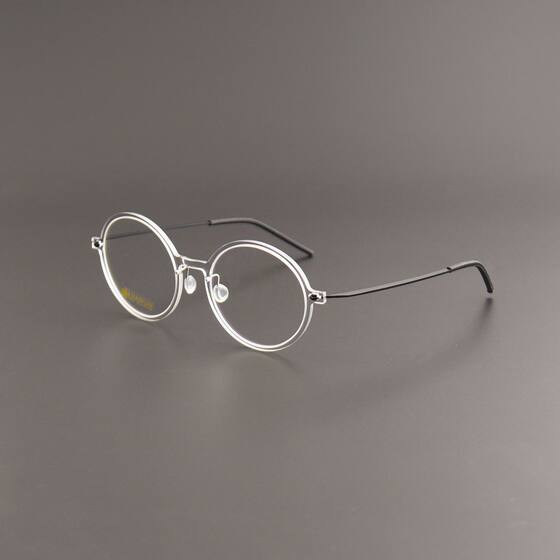 
6523 LIND BERG same ultra-light pure titanium large round frame men's myopia glasses frame