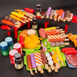 Children's Pretend Play Toys for Boys and Girls, Simulated Barbecue Skewers, Vegetables and Fruits, Cutting Fun, Kitchen Cooking Set