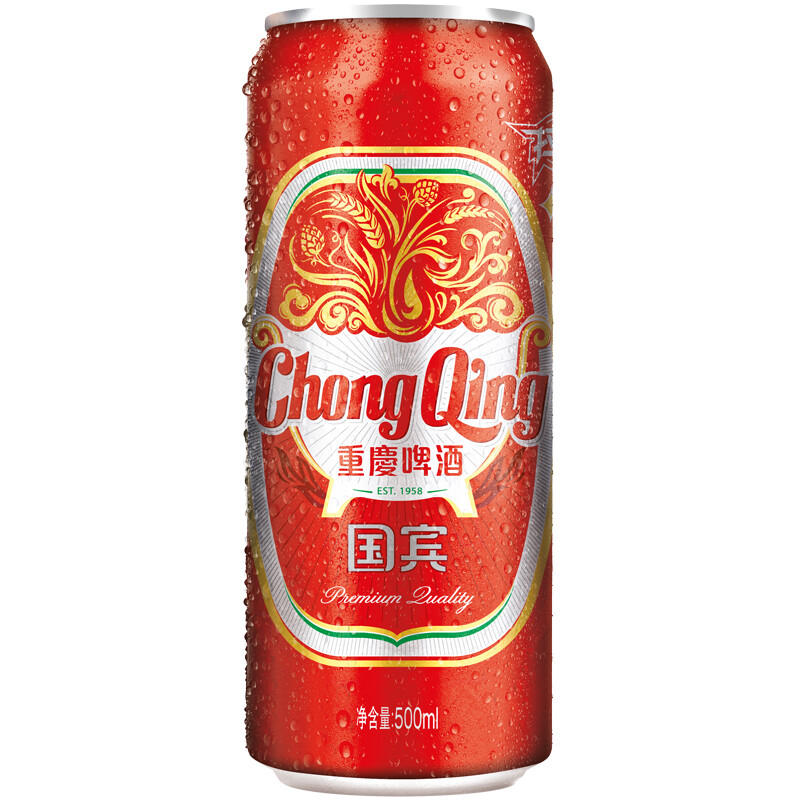 重庆啤酒国宾 500ml*12听 整箱罐装 拉格8度 啤酒麦香浓郁口