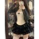 Black high-waisted three-layer cake skirt Millennial hot girl short skirt for women in autumn and winter new anti-exposure skirt puffy A-line skirt
