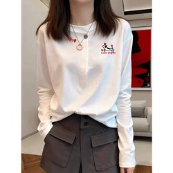 Pure Cotton Chic White Top for Women, Spring and Autumn 2026 New Style, High-End Feel, Inner Layering Shirt, Can Be Worn Alone as a T-Shirt