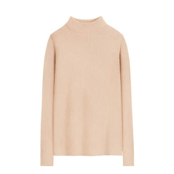 
Solid color cotton thread base sweater for women's half turtle neck brand slim black mid-neck versatile inner wear fashionable knitted top