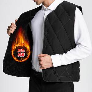
2024 new down cotton vest for men short style, large size plus velvet thickened vest, middle-aged and elderly winter dad outfit
