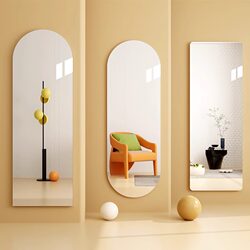 High-Definition Glass Full-Length Dressing Mirror, Self-Adhesive Wall-Mounted for Home Use, Suitable for Girls' Bedrooms and Dorms, Popular Online Fitting Mirror for Cabinet Doors