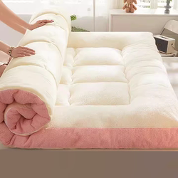 Milk Velvet Mattress Pad, Thickened and Fleece-Lined, Home Mattress Pad, Quilt, Bed Pad, Student Dormitory Single Bed Lamb Fleece